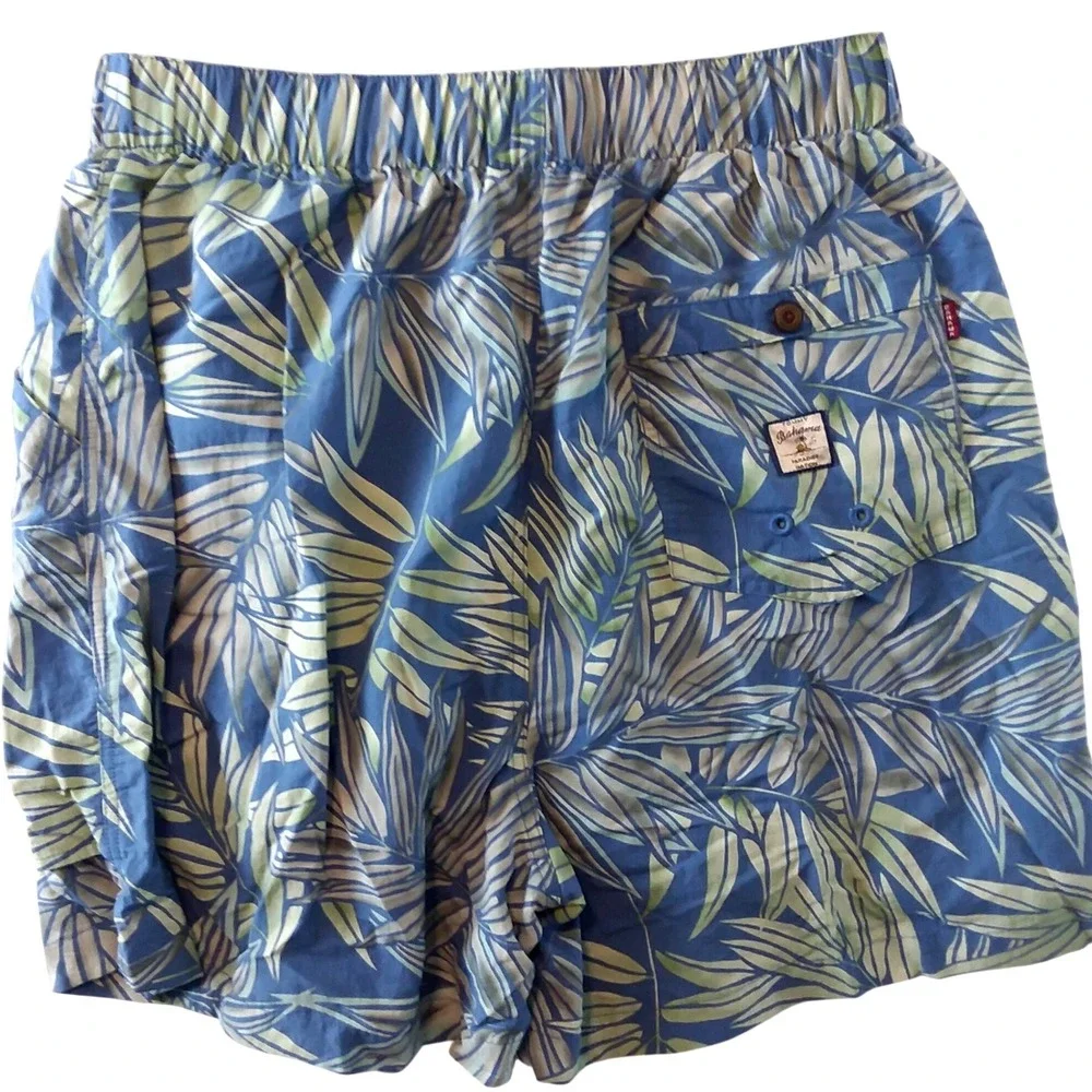Tommy Bahama Paradise Nation Blue Leaf Print Swim Shorts Sz‎ L Tropical Lined